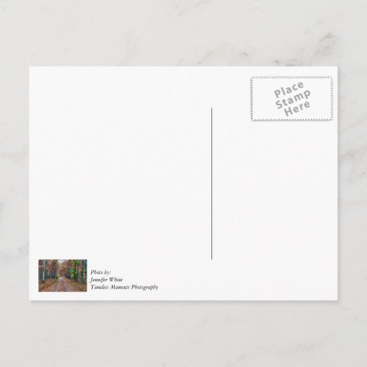 Herfst op de onverharde weg dank u Briefkaart (Achterkant)