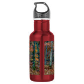 Herfst op de vuile weg nieuwe roestvrijstalen wate waterfles  (Achterkant)