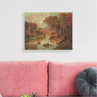 Herfst op de Wissahickon Lithografie 1880 Canvas Afdruk