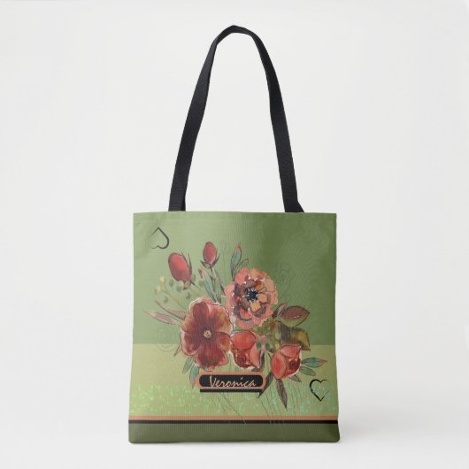 Herfst op groene achtergrond tote bag (Voorkant)