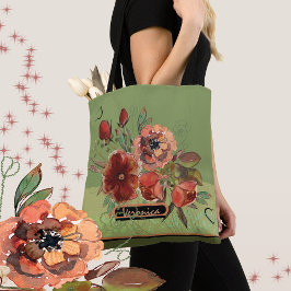 Herfst op groene achtergrond tote bag