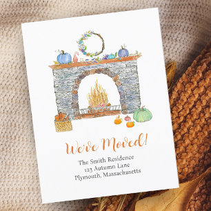 Herfst open haard, pompoenen, pompoen kruiden verp aankondigingskaart