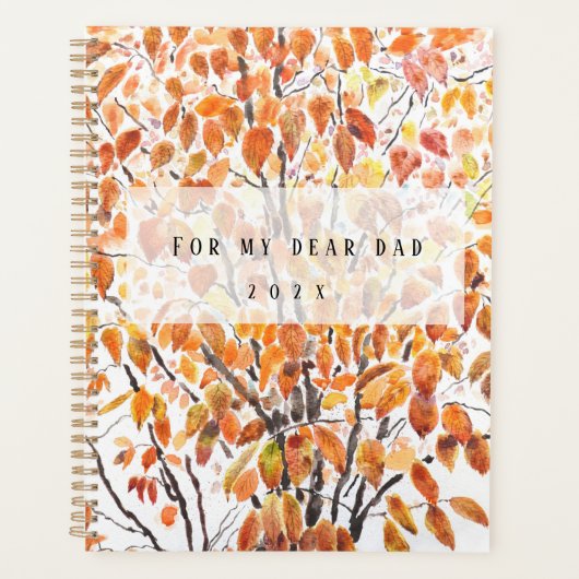 Herfst Oranje berk bladeren aquarel Planner (Voorkant)