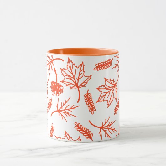 Herfst Oranje bladeren schetsen tweetonige Mokken (Midden)