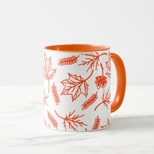 Herfst Oranje bladeren schetsen tweetonige Mokken (Voorkant rechts)