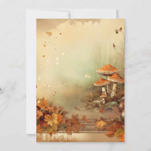 Herfst Oranje boom paddestoel bruiloft Kaart (Achterkant)