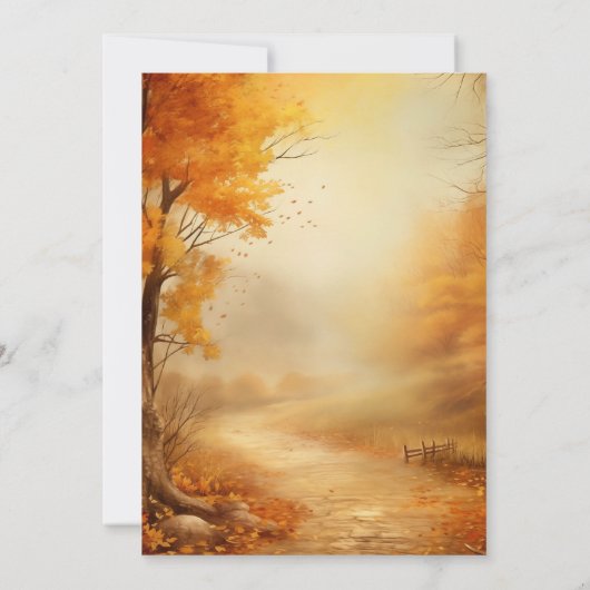 Herfst Oranje Boom Rustiek Huwelijksfeest Kaart (Achterkant)