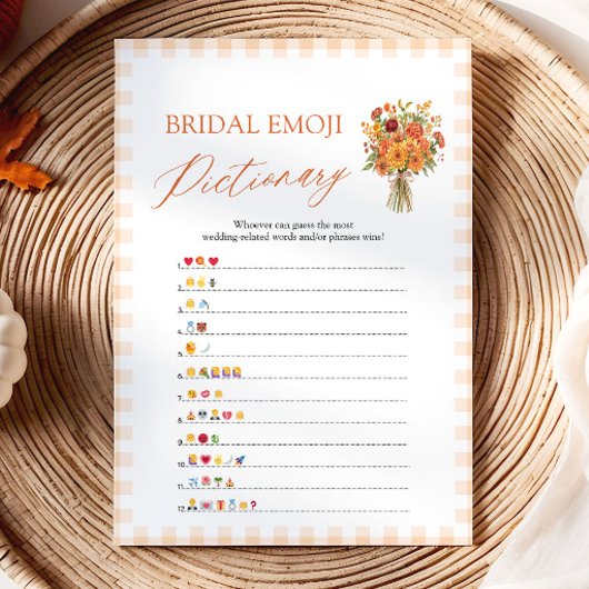Herfst Oranje Bruiloft Emoji Pictionary Spel Kaart