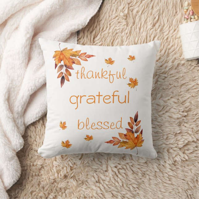 Herfst Oranje Bruin Dankbaar Gezegend Kussen (Deken)
