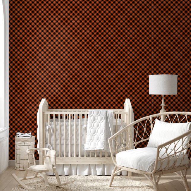 Herfst Oranje Buffalo Plaid Grid Moderne Patronen Behang (Kinderen)