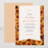 Herfst Oranje Chrysanthemum Monogram Bruiloft Kaart (Voorkant / Achterkant)