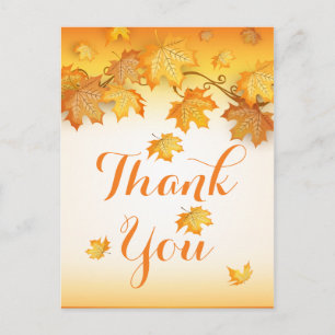 Herfst Oranje Dank Je Wel Herfstbladeren Bruiloft Briefkaart