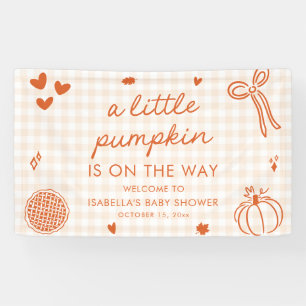 Herfst Oranje Een Klein Pompoen Baby Shower Welkom Spandoek