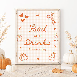Herfst Oranje Een Klein Pompoen Eet- en Drankjes B Poster
