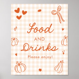 Herfst Oranje Een Klein Pompoen Eet- en Drankjes B Poster