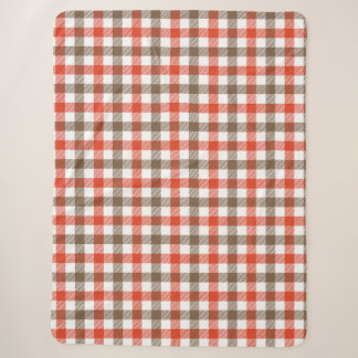 Herfst Oranje en Bruine Gingham Geruite Patroon Sherpa Deken