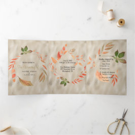 Herfst Oranje en gele bladeren Drieluik Uitnodiging