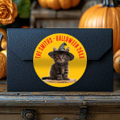 Herfst Oranje en rode kitten heks Halloween Ronde Sticker