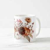 Herfst Oranje en Witte Pompoen Koffie Mok (Voorkant rechts)