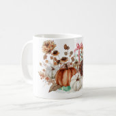 Herfst Oranje en Witte Pompoen Koffie Mok (Voorkant links)
