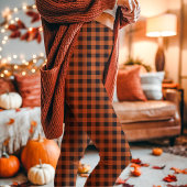 Herfst Oranje en Zwarte Gingham Plaid Leggings
