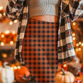 Herfst Oranje en Zwarte Gingham Plaid Leggings