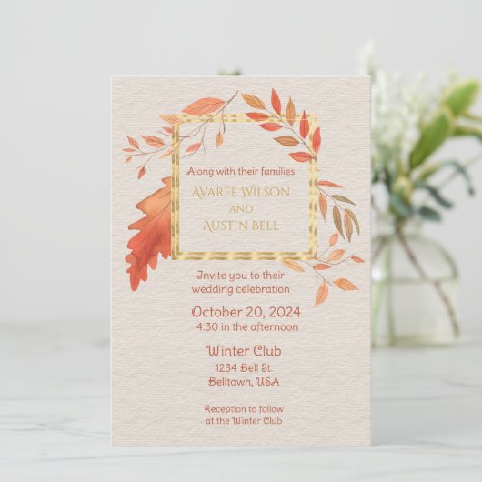 Herfst Oranje gele bladeren Kaart (Staand voorkant)