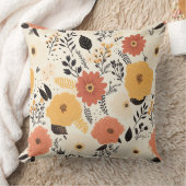 Herfst Oranje Gele Bloemen Bladeren Elegant Kussen (Deken)