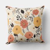 Herfst Oranje Gele Bloemen Bladeren Elegant Kussen (Achterkant)