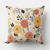 Herfst Oranje Gele Bloemen Bladeren Elegant Kussen (Voorkant)