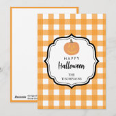 Herfst Oranje Geruit Halloween Pompoen Feestdagenkaart (Voorkant / Achterkant)