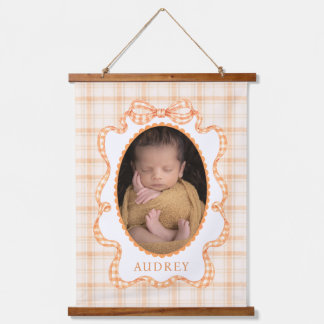 Herfst Oranje Geruite Baby Foto Hangend Wandkleed