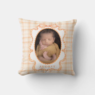 Herfst Oranje Geruite Baby Foto Kussen