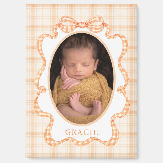Herfst Oranje Geruite Baby Foto Magneet