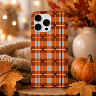 Herfst Oranje Geruite Esdoornblad Val Tartan Patro iPhone 16 Pro Max Hoesje