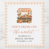 Herfst Oranje Gingham Boerenmarkt Bruidsdiner Wijn Etiket (Enkel label)