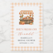 Herfst Oranje Gingham Boerenmarkt Bruidsdouche Wijn Etiket (Enkel label)