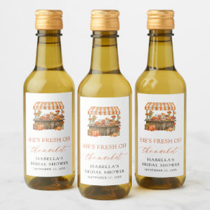 Herfst Oranje Gingham Boerenmarkt Bruidsdouche  Wijn Etiket