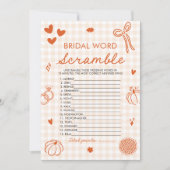 Herfst Oranje Gingham Bruids Woordzoek Game Kaart (Voorkant)