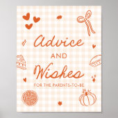Herfst Oranje Gingham Cutie Pie Advies en Wensen Poster (Voorkant)