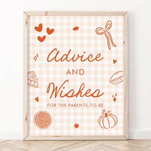 Herfst Oranje Gingham Cutie Pie Advies en Wensen Poster