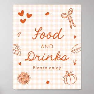 Herfst Oranje Gingham Cutie Pie Eten en Drinken Bo Poster