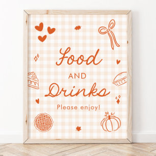 Herfst Oranje Gingham Cutie Pie Eten en Drinken Bo Poster