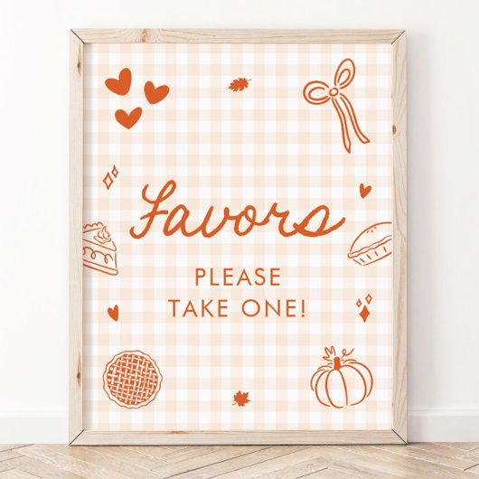 Herfst Oranje Gingham Cutie Pie Favoren Bord Poster