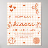 Herfst Oranje Gingham Hand Getekend Hoeveel Kusjes Poster (Voorkant)
