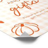 Herfst Oranje Gingham Hand Getekende Kaarten en Ca Poster (Hoek)