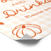 Herfst Oranje Gingham Handgetekend Eten en Drinken Poster (Hoek)