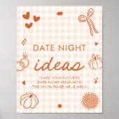 Herfst Oranje Gingham Handgetekende Date Night Ide Poster (Voorkant)