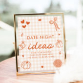 Herfst Oranje Gingham Handgetekende Date Night Ide Poster