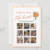 Herfst Oranje Gingham Hoe Oud Was De Bruid Spel Kaart (Voorkant)